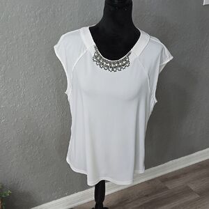 Liz Claiborne White Embellished Blouse